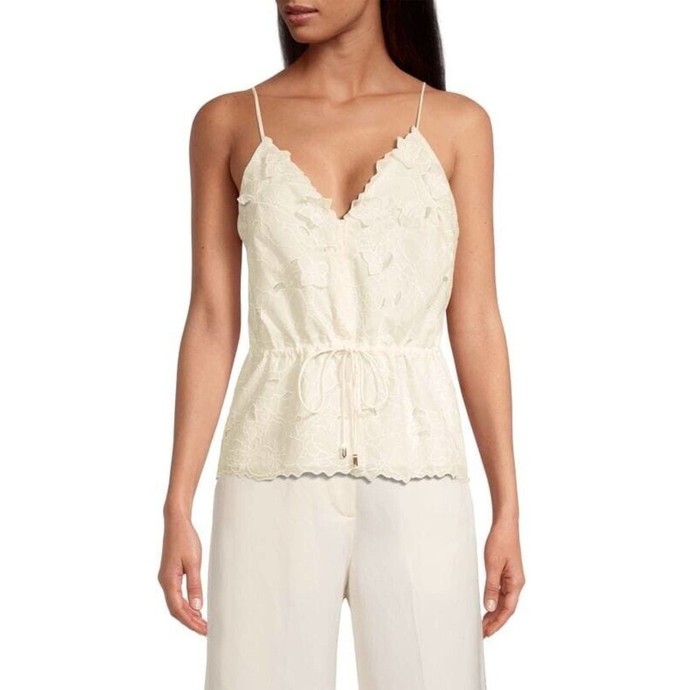 GINGER & SMART Myriad Floral Embroidered Cotton Top Ivory Cream Size 6 US Small